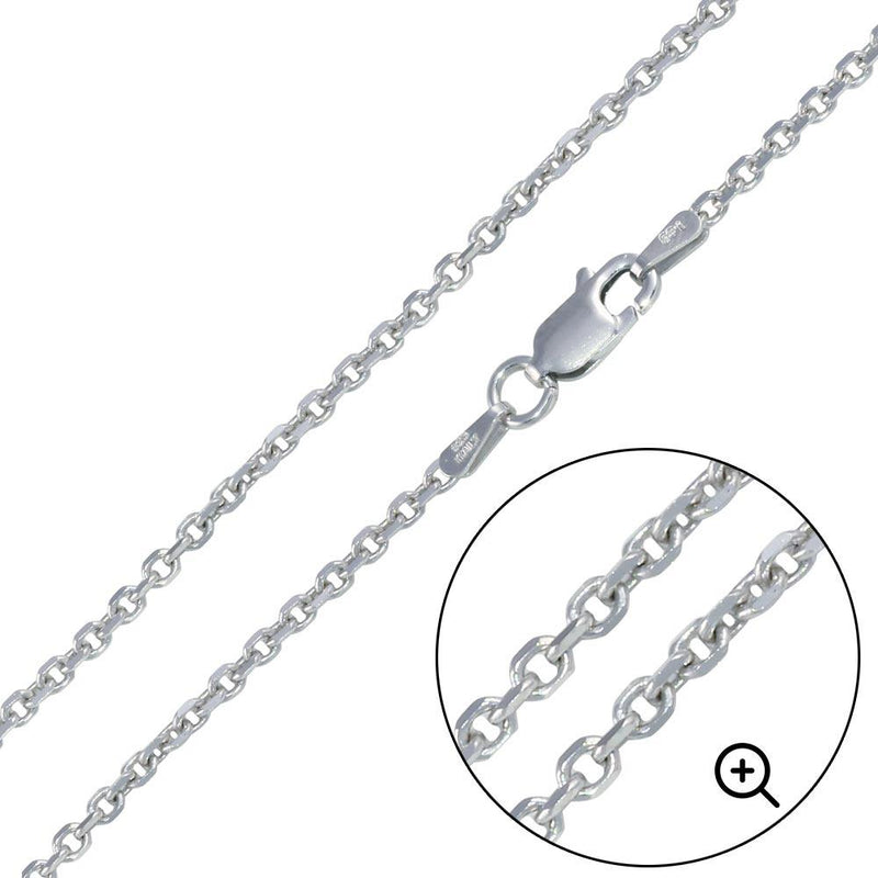 Silver 925 Rhodium Plated Diamond Cut Cable Rolo 050 Chains 1.6mm - CH222 RH | Silver Palace Inc.