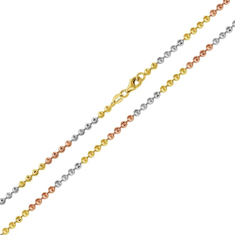 Silver 925 Multi Plated Wave Design Diamond Cut Bead Chains 2mm - CH262 MUL | Silver Palace Inc.