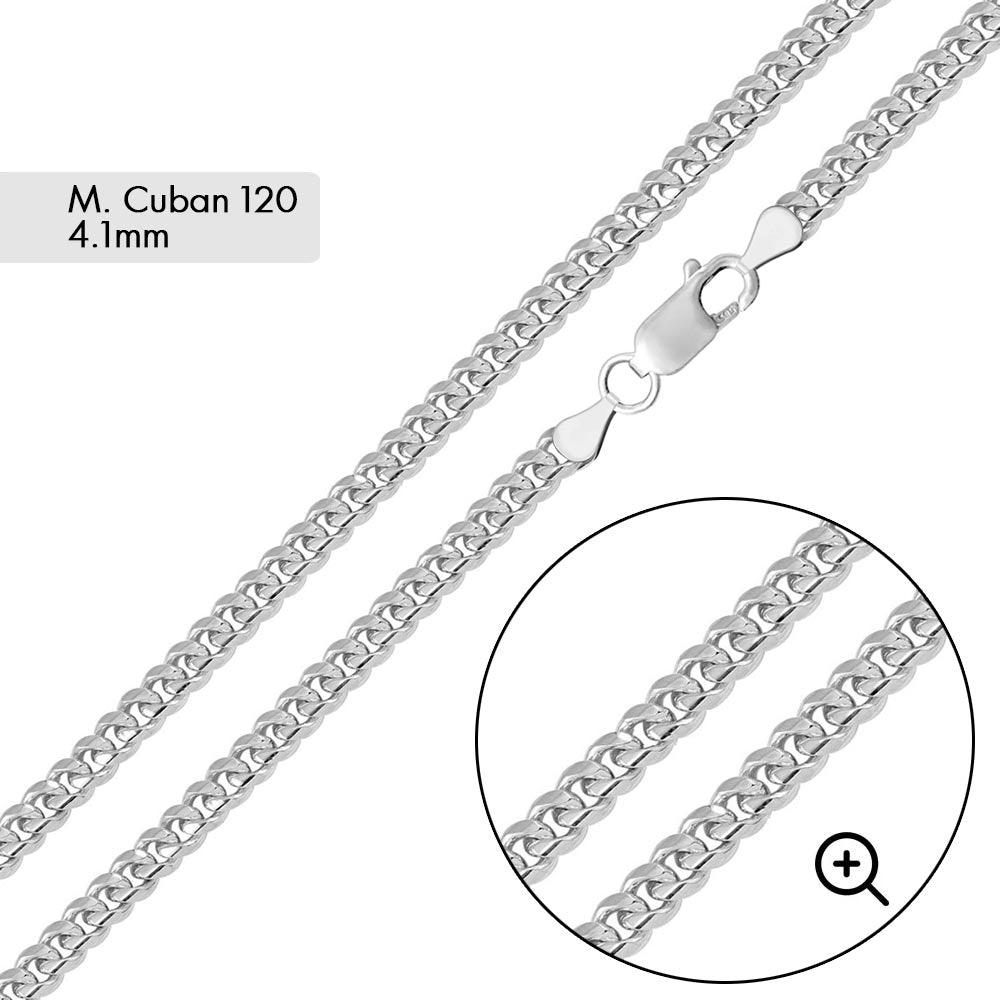 Silver 925 Rhodium Plated Miami Cuban 120 Chain Link 4.1mm - CH314 RH | Silver Palace Inc.
