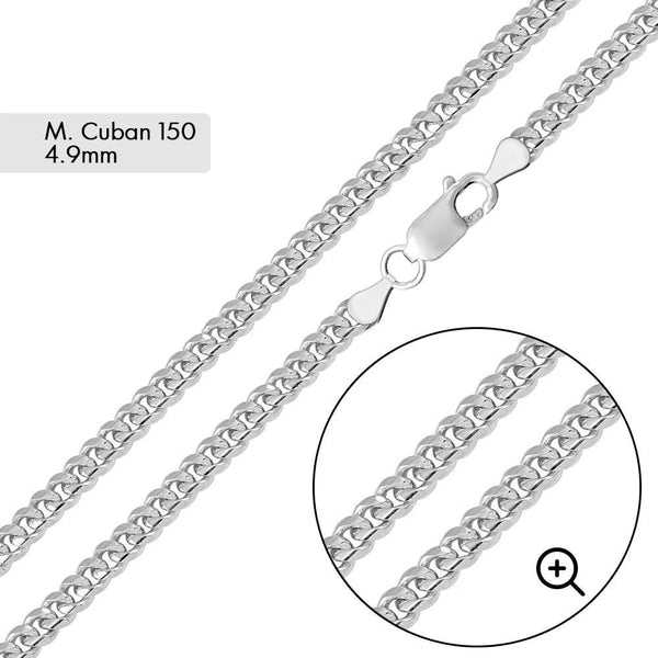 Silver 925 Rhodium Plated Miami Cuban 150 Chain Link 4.9mm - CH315 RH | Silver Palace Inc.