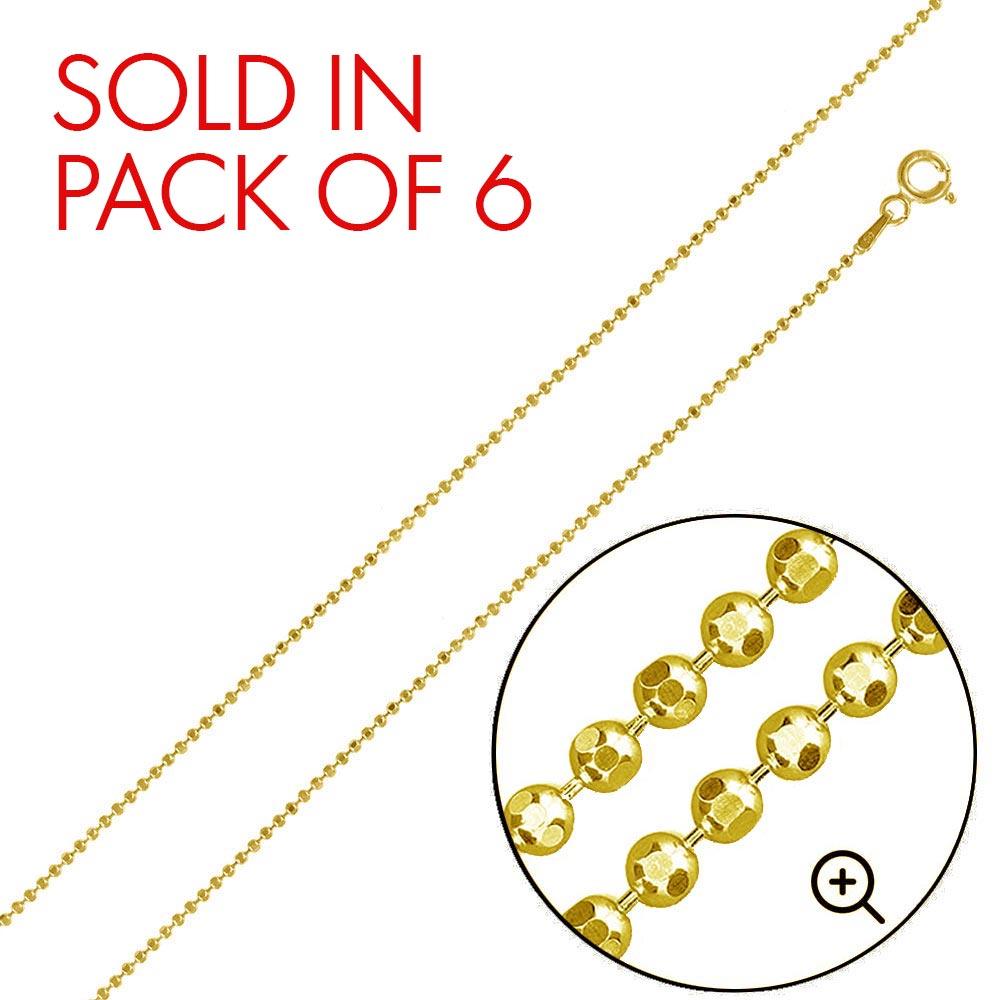 Silver 925 Gold Plated Diamond Cut Bead Chain 1mm - CH330 GP #plating_gold