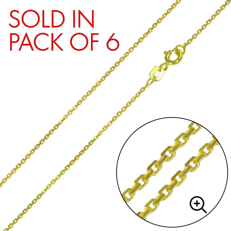Silver Gold Plated Diamond Cut Cable Rolo Chains 1mm - CH333 GP