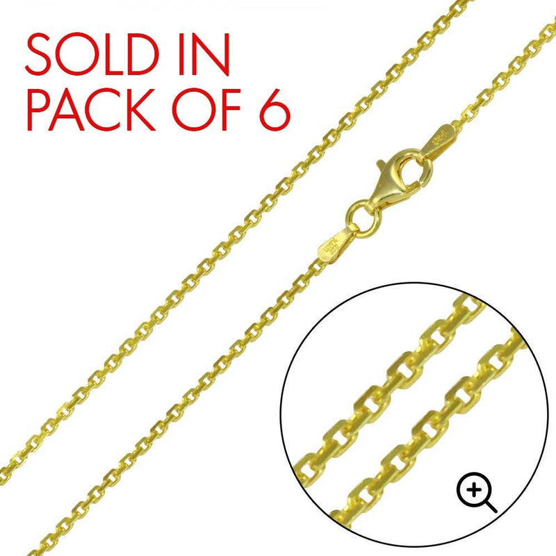 Silver Gold Plated Diamond Cut Cable Rolo Chains 1.6mm - CH334 GP