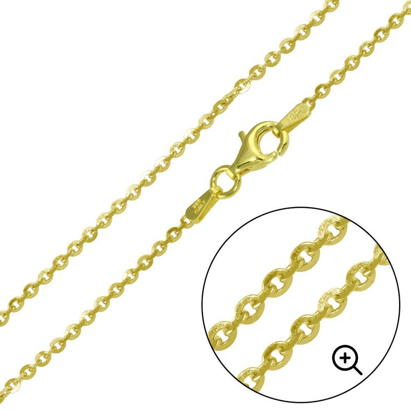 Silver Gold Plated Edge Rolo DC 040 Chain 1.4mm  - CH335 GP | Silver Palace Inc.