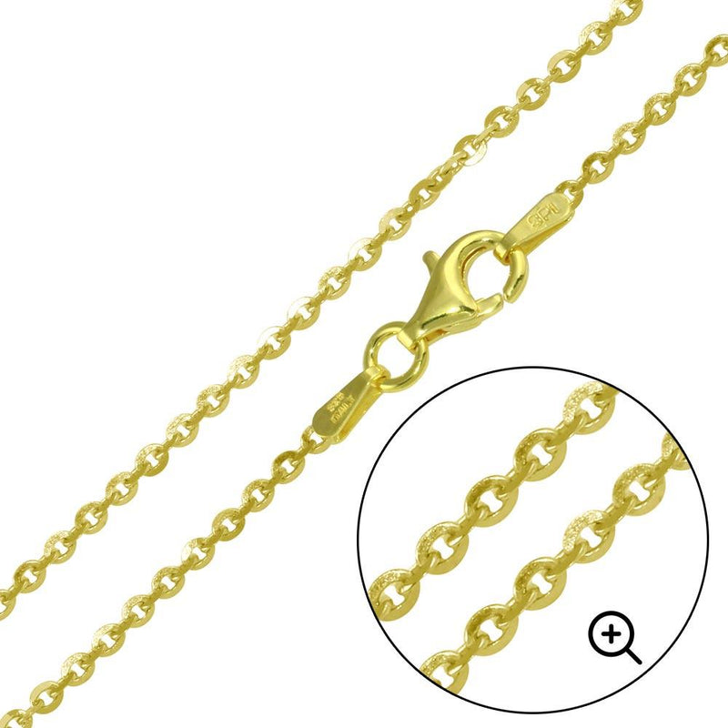 Silver Gold Plated Edge Rolo DC 050 Chain 1.8mm - CH336 GP | Silver Palace Inc.