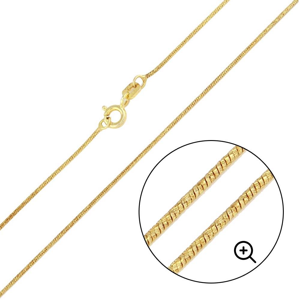 Silver 925 Gold Plated Slash Round Snake Chain 0.8mm - CH349 GP | Silver Palace Inc. #plating_gold