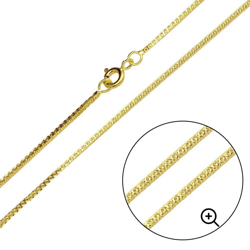 Silver 925 Gold Plated Square Sided Snake 025 Chain 1mm - CH352 GP | Silver Palace Inc.