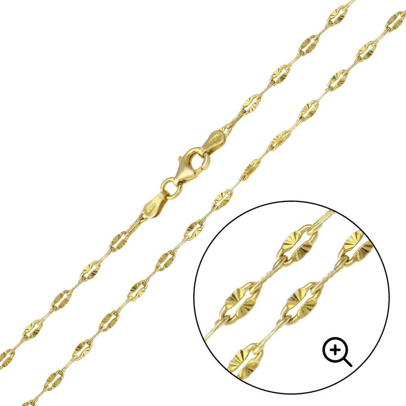 Silver 925 Gold Plated Star DC Confetti Chain 2.7mm - CH353 GP | Silver Palace Inc.