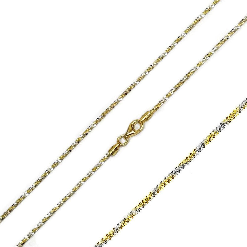 Silver 925 Gold Plated Twisted 2 Toned Roc Chains 1.7mm - CH358 GP | Silver Palace Inc.