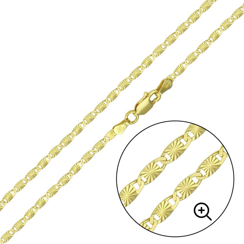 Silver 925 Gold Plated Star 1 Sided DC Confetti Chain 2.5mm - CH359 GP | Silver Palace Inc.