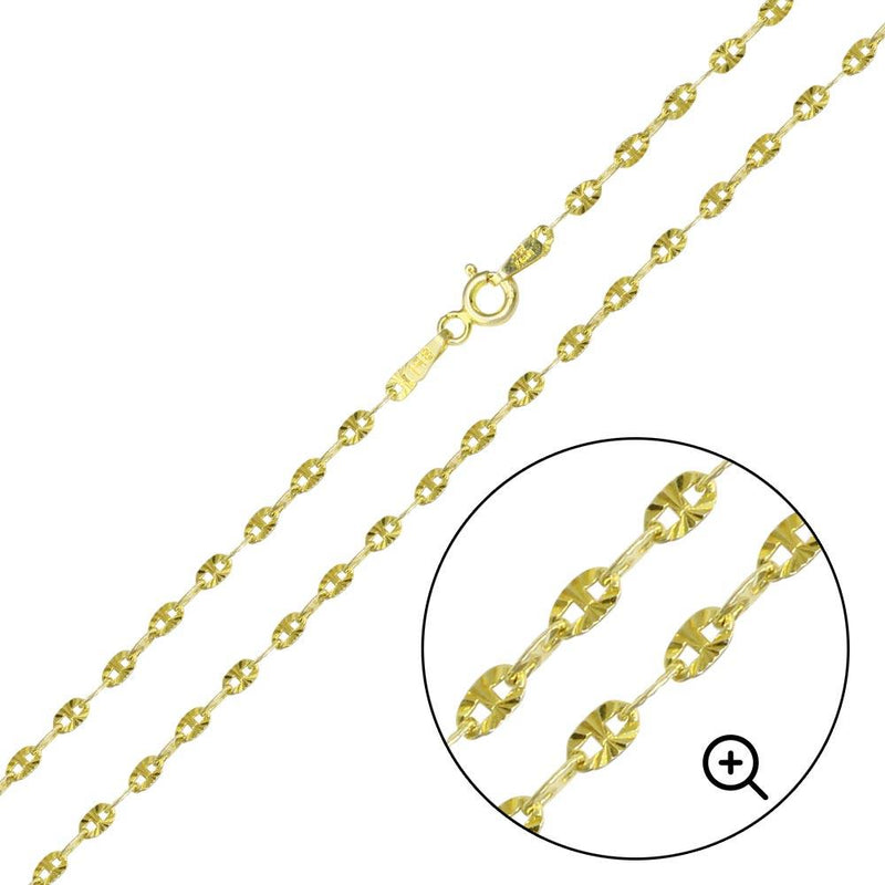 Silver 925 Gold Plated DC Confetti Link Chain 2.2mm - CH360 GP | Silver Palace Inc.