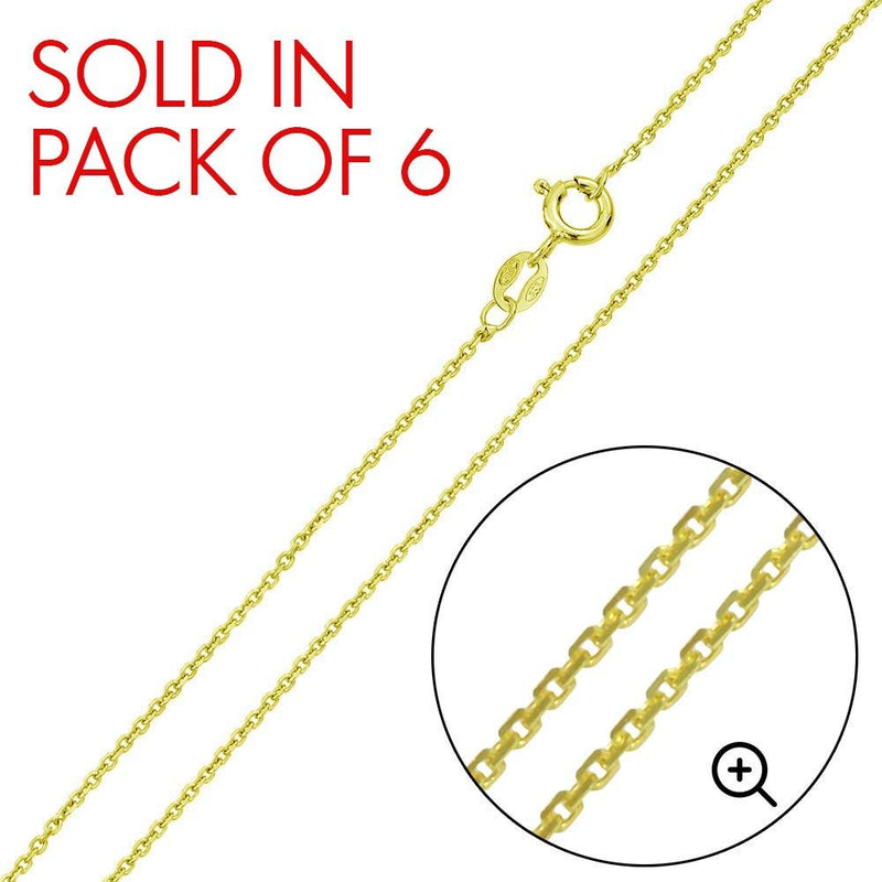 Silver Gold Plated Anchor 025 Chain 1mm - CH364C GP