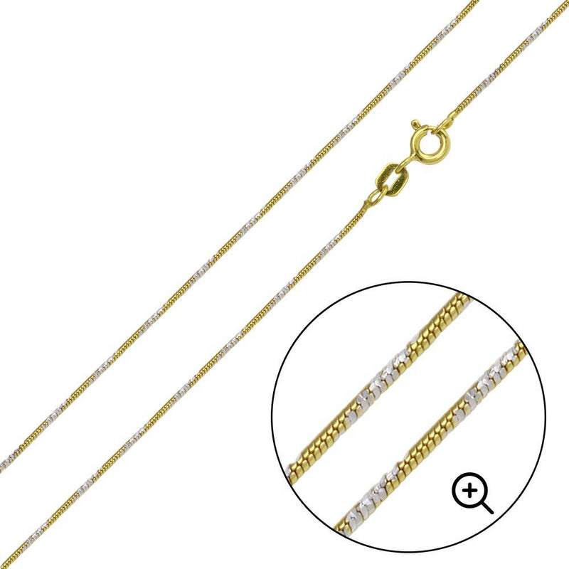 Silver 925 Gold Plated Snake Round 4DC Chain 1.2mm - CH365 GP | Silver Palace Inc.