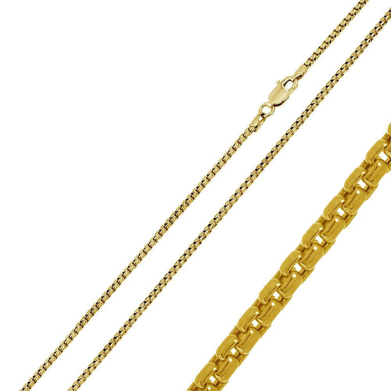 Silver 925 Gold Plated Round Box 035 Chain 1.7mm - CH370 GP | Silver Palace Inc.
