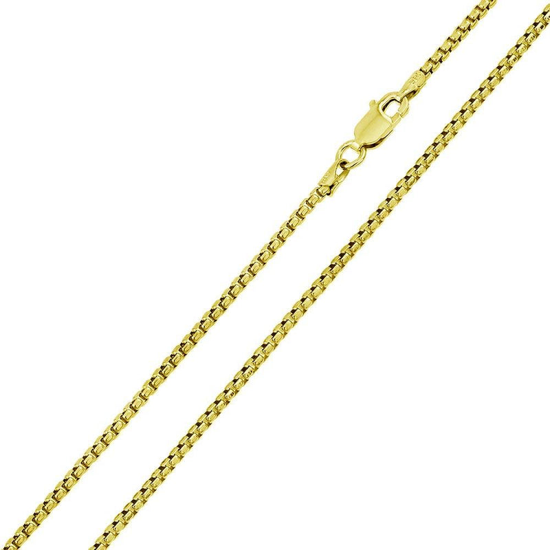 Silver 925 Gold Plated Round Box Chain 2.6mm - CH371B GP | Silver Palace Inc.