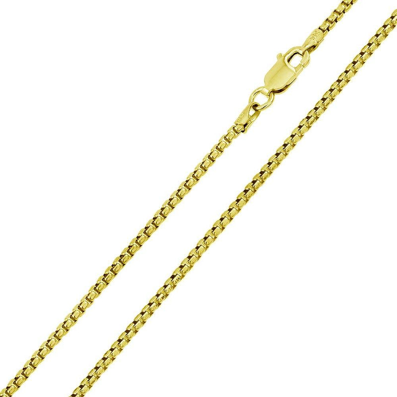 Silver 925 Gold Plated Round Box Chain 3.3mm - CH371C GP | Silver Palace Inc.