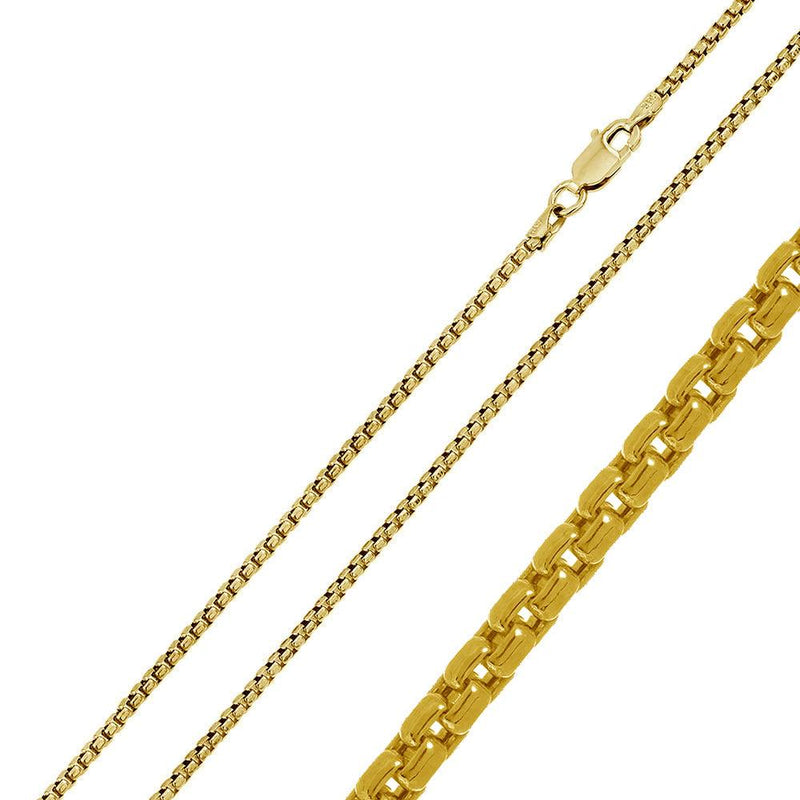 Silver 925 Gold Plated Round Box Chain 2.1mm - CH371 GP | Silver Palace Inc.