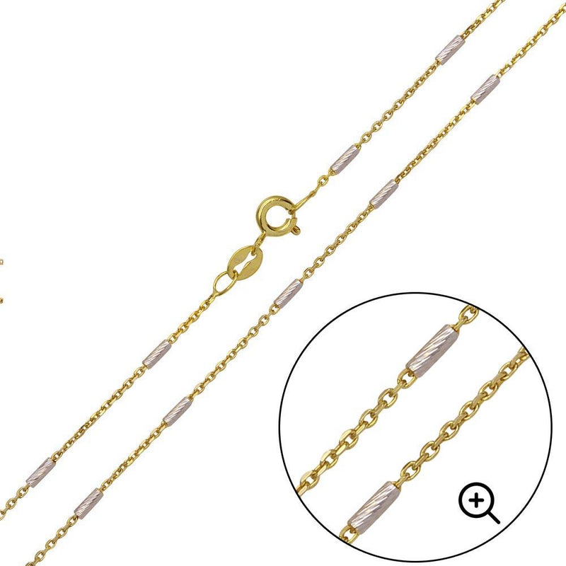 Silver Gold Plated Rolo Slash Multi Tube Link Chains 1.3mm - CH373 GP | Silver Palace Inc.