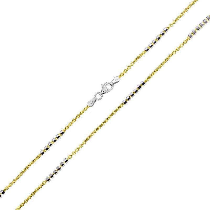 Silver 925 Gold Plated DC 6 Beads Link  Chains 1.4mm - CH374 GP | Silver Palace Inc.
