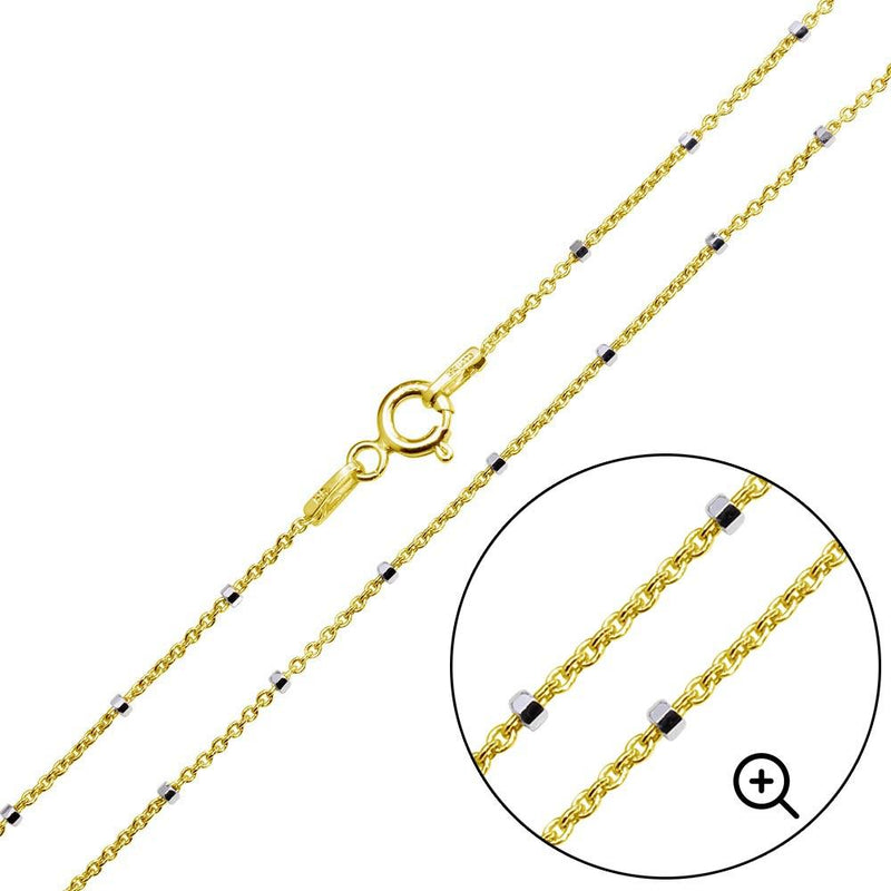 Silver 925 Gold Plated Diamond Cut Beaded Chains 1.4mm - CH379 GP