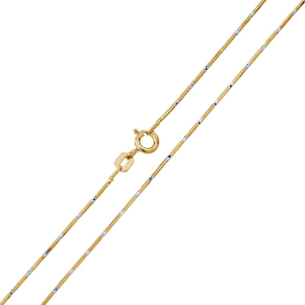 Silver 925 Gold Plated 8 Sided Snake DC 025 Chain 0.8mm - CH381 GP | Silver Palace Inc. #plating_gold