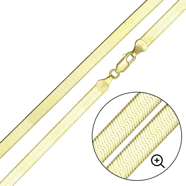 Silver 925 Gold Plated Herring Bone 040 Chain 3.4mm - CH383 GP | Silver Palace Inc.