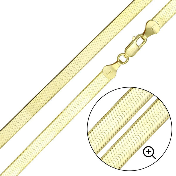 Silver 925 Gold Plated Herring Bone 060 Chain 5.5mm - CH384 GP | Silver Palace Inc.