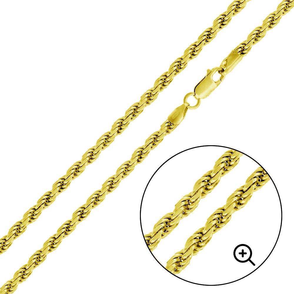 Silver 925 Gold Plated Rope 100 Chain CH395 GP Silver