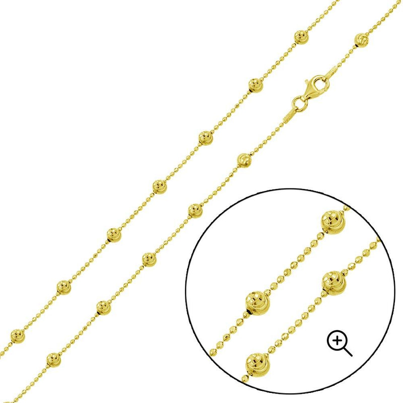Silver 925 Gold Plated Alternating Wave Design DC Bead 004 Chains 3.8mm - CH551 GP | Silver Palace Inc.