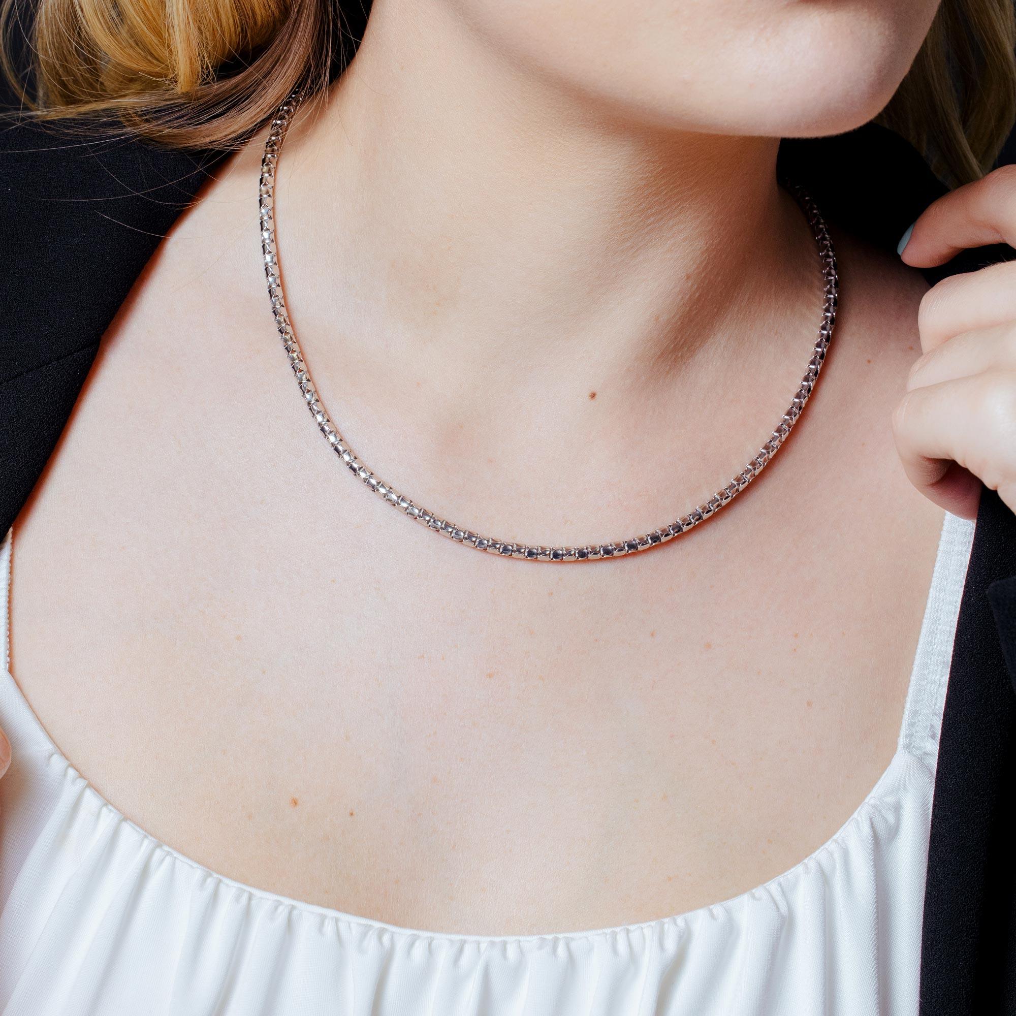 Rhodium Plated 925 Sterling Silver Curved Multi Disc Coreana 035 Chain 3.3mm - CH405 RH