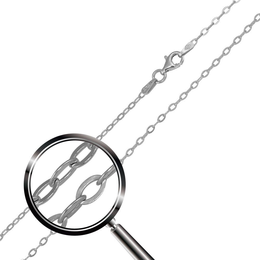 Silver 925 Rhodium Plated Oval Flat Link 040 Chain 1.9mm - CH408 RH | Silver Palace Inc.