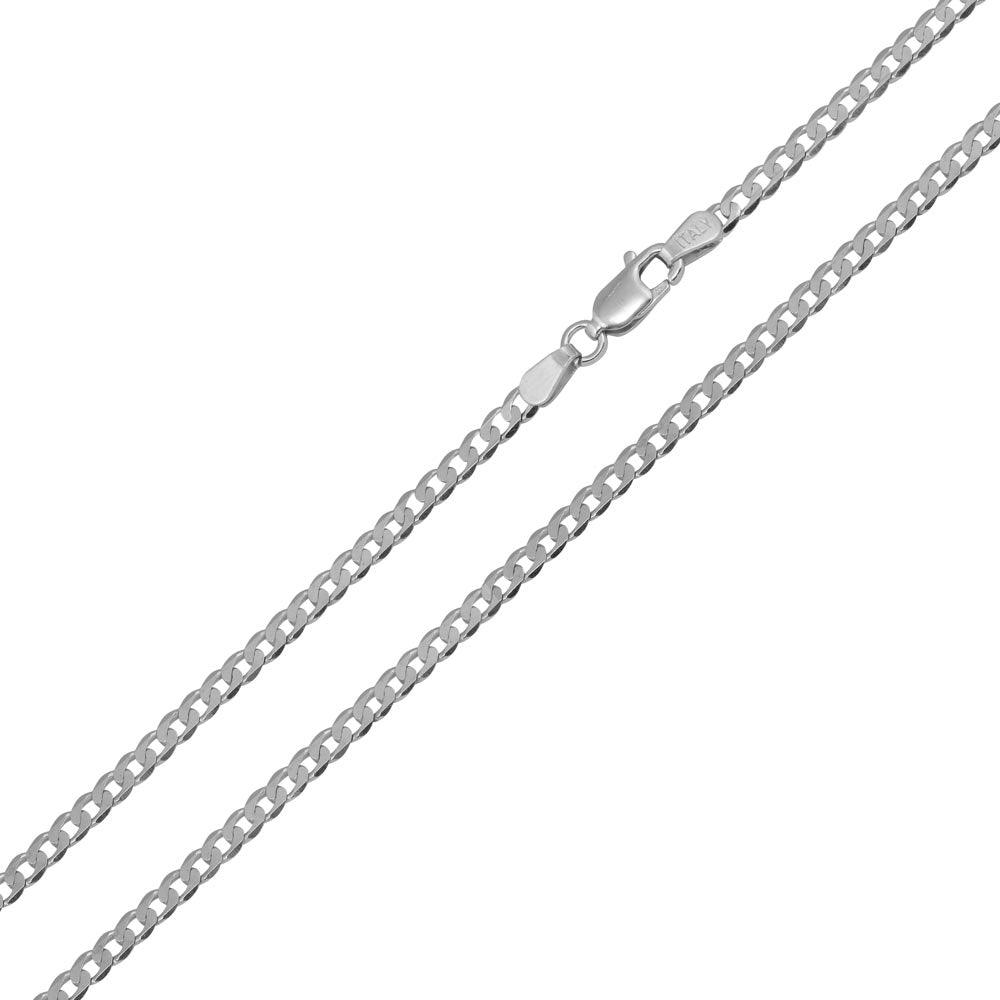 Silver 925 Rhodium Plated Super Flat Curb 080 Chain 3mm - CH416 RH | Silver Palace Inc. #plating_rhodium