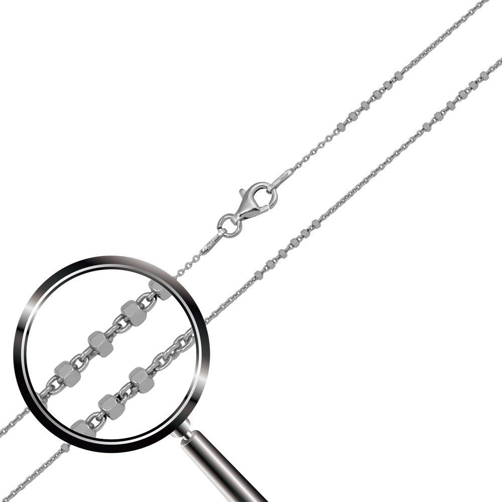 Rhodium Plated DC Beaded Link Chain 1.5mm - CH420 RH | Silver Palace Inc.