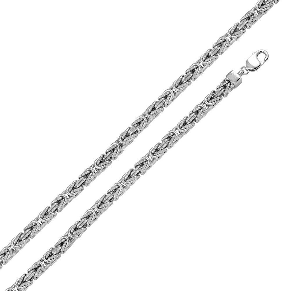 Silver 925 Rhodium Plated Hollow Byzantine Chain 7mm - CHHW110 RH | Silver Palace Inc. #plating_rhodium