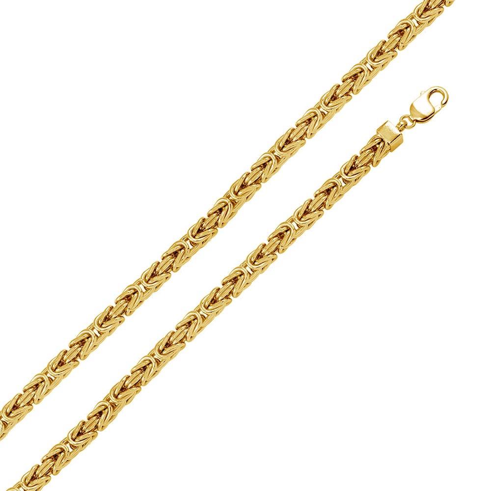 Silver 925 Gold Plated Hollow Byzantine Chain 7mm - CHHW110 GP | Silver Palace Inc. #plating_gold