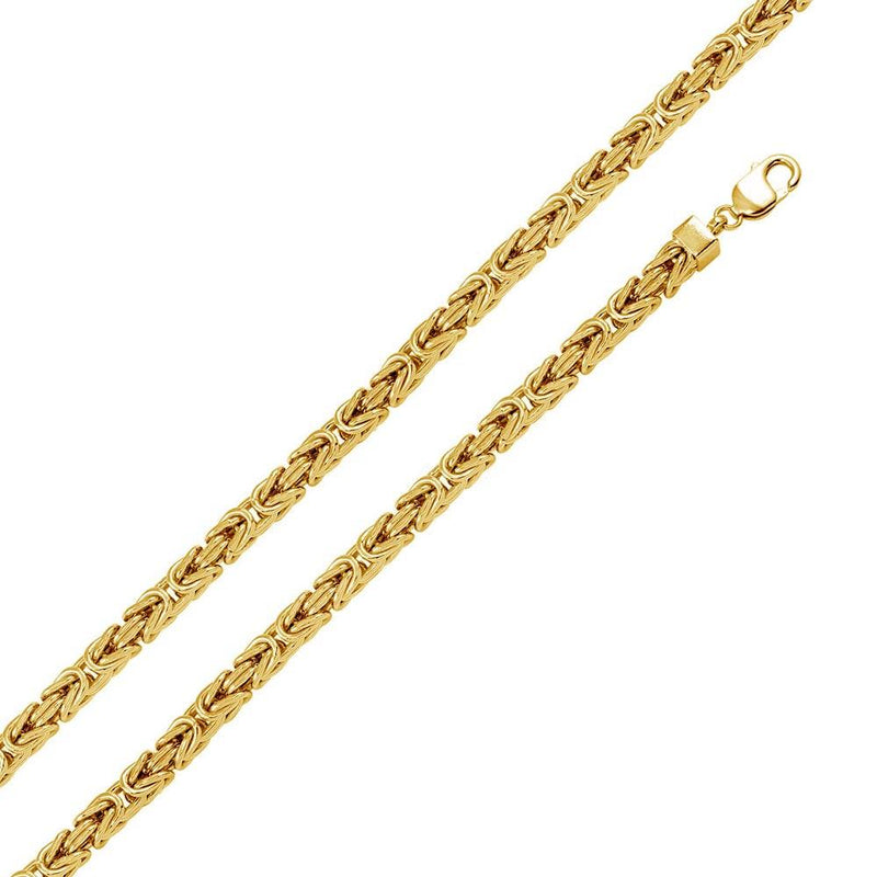 Silver 925 Gold Plated Hollow Byzantine Chain 7mm - CHHW110 GP | Silver Palace Inc.