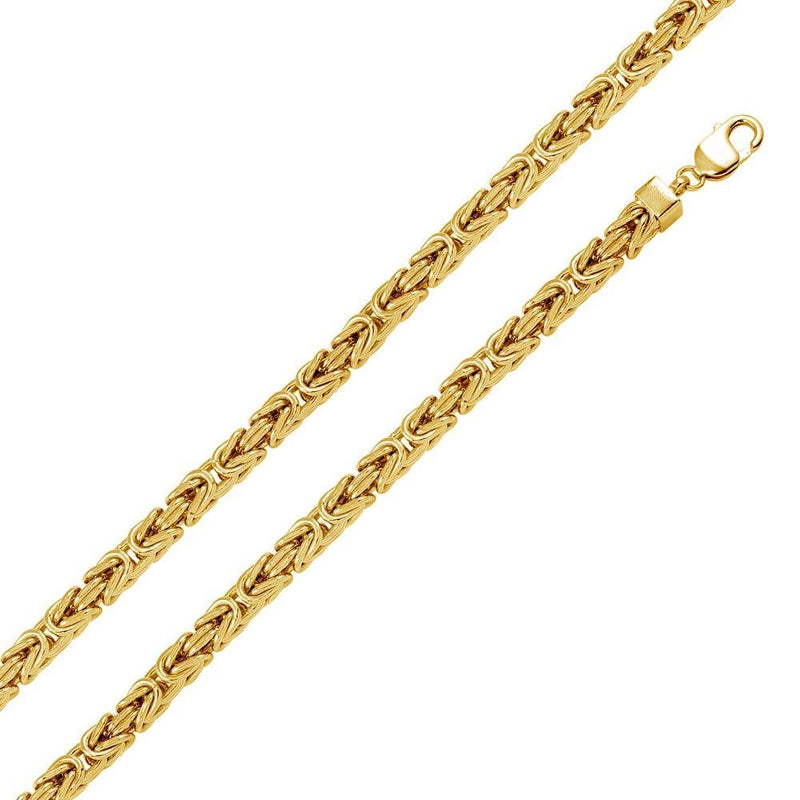 Silver 925 Gold Plated Hollow Byzantine Chain 7.8mm - CHHW111 GP | Silver Palace Inc.