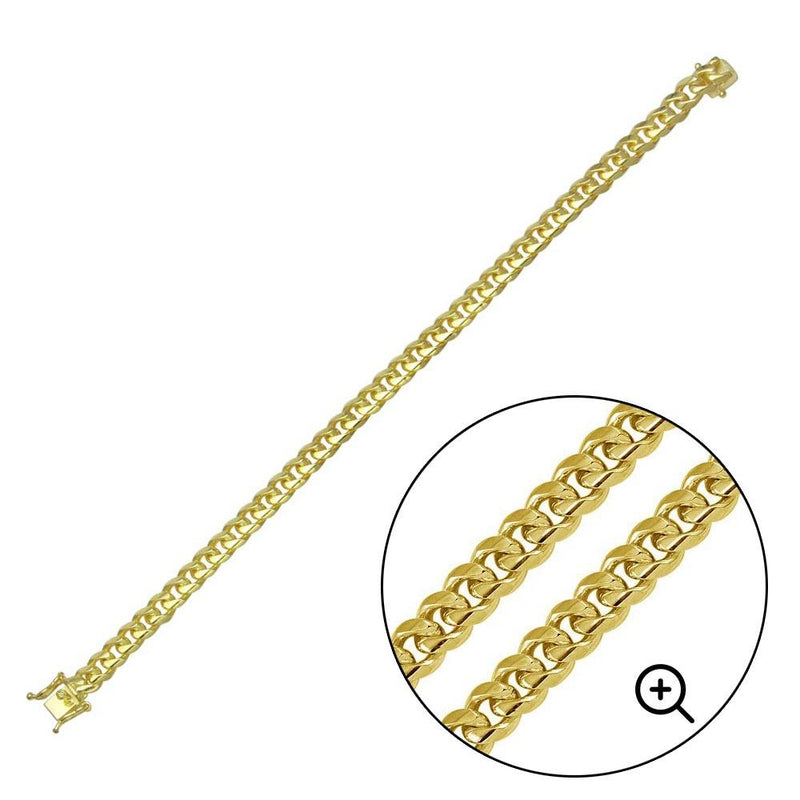 Silver 925 Gold Plated Miami Curb Bracelet 7mm - CH447 GP BR | Silver Palace Inc.