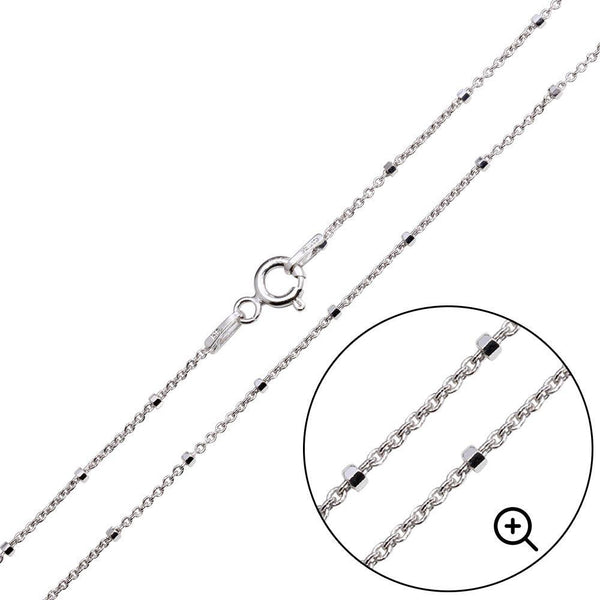 Rhodium Plated Diamond Cut Beaded Chains 1.4mm - CH451 RH | Silver Palace Inc.