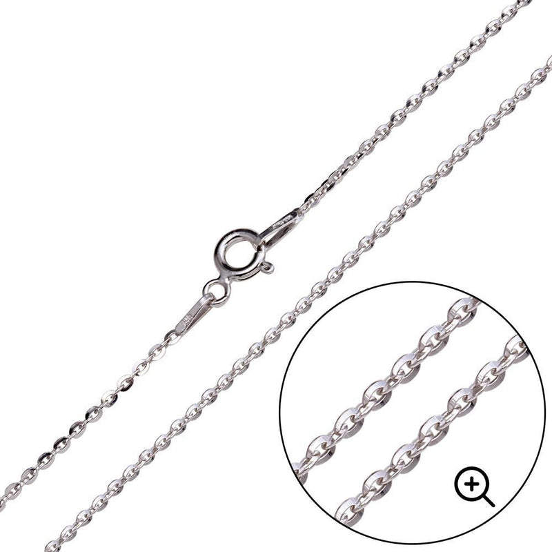 Silver 925 Rhodium Plated Flat Oval Link Chain 1.4mm - CH454 RH | Silver Palace Inc.