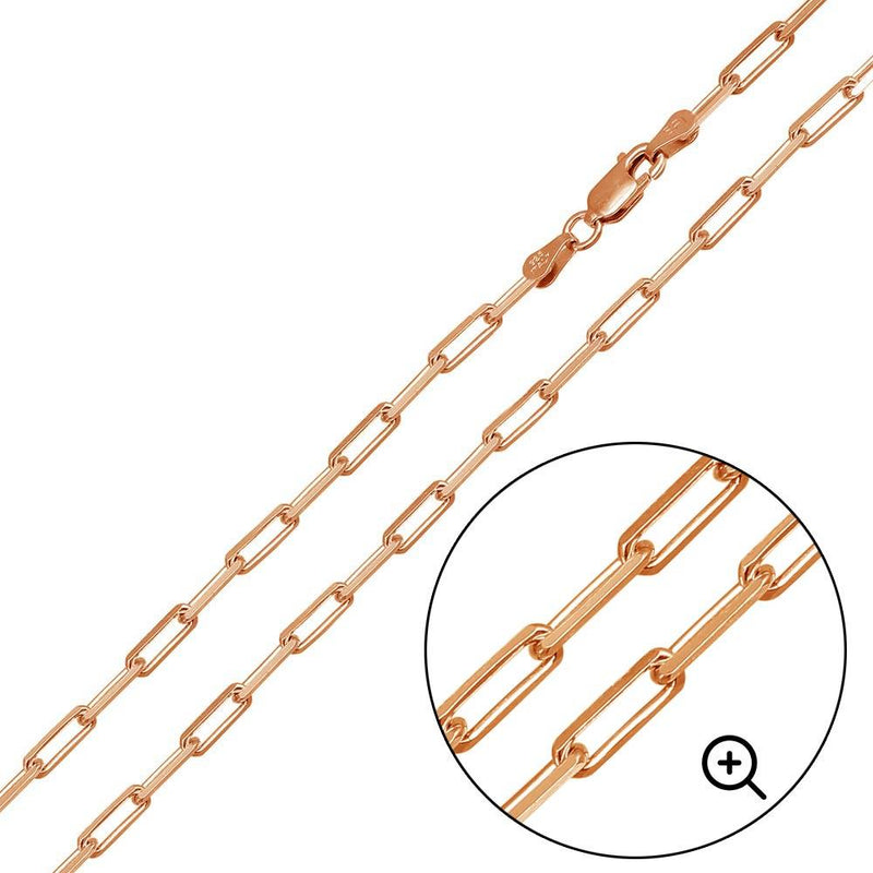 Silver 925 Rose Gold Plated Paperclip Link Chain 2.8mm - CH483 RGP | Silver Palace Inc.
