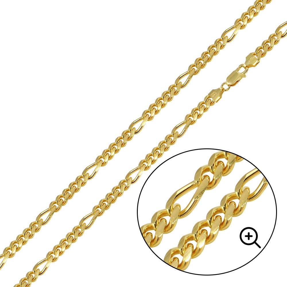 Silver 925 Gold Plated Figaro Cuban Chain 4.9mm - CH463GP | Silver Palace Inc. #plating_gold