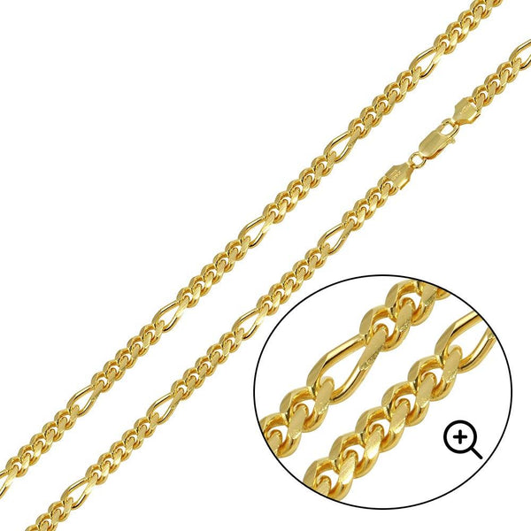 Silver 925 Gold Plated Figaro Cuban Chain 4.9mm - CH463GP | Silver Palace Inc.