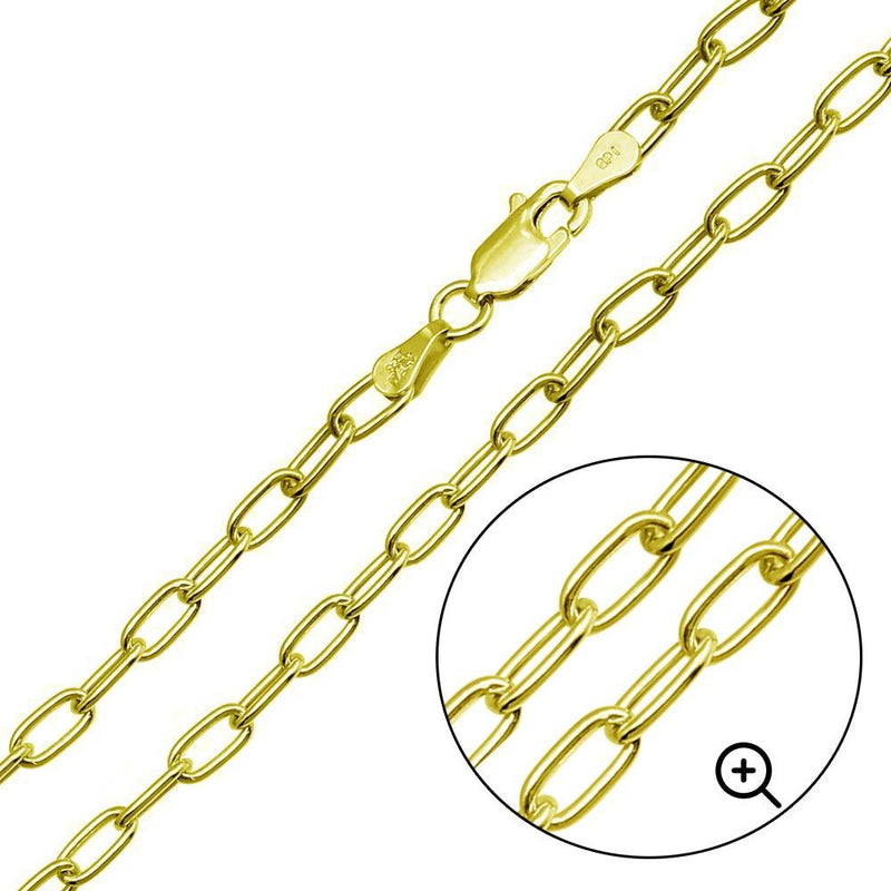 Silver 925 Gold Plated Oval Paperclip Link Chain 4mm - CH467 GP | Silver Palace Inc.