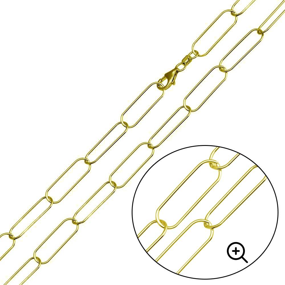 Silver 925 Gold Plated Oval Paperclip Link Chain 6.5mm - CH468 GP | Silver Palace Inc. #plating_gold