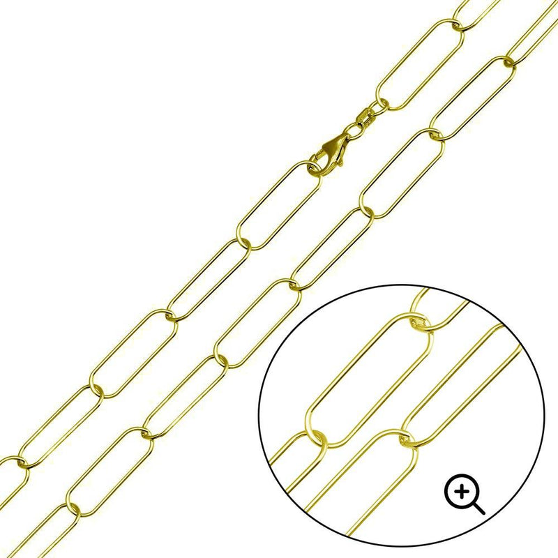 Silver 925 Gold Plated Oval Paperclip Link Chain 6.5mm - CH468 GP | Silver Palace Inc.