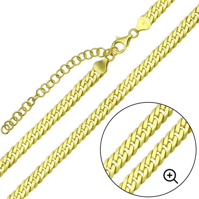 Silver 925 Gold Plated Miami Cuban Chain Link with Extension 6.5mm - CH478 GP | Silver Palace Inc.