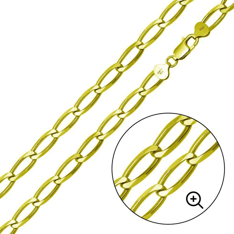 Silver Gold Plated Open Link Six Sided Diamond Cut 8mm - CH480 GP | Silver Palace Inc.
