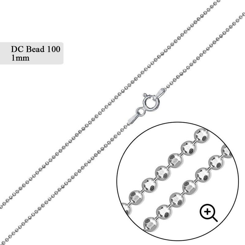 Diamond Cut Bead 100 Chains 1mm - CH500 | Silver Palace Inc.