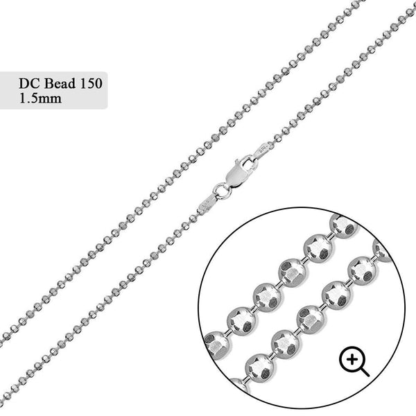 Diamond Cut Bead 150 Chains 1.5mm - CH502 | Silver Palace Inc.